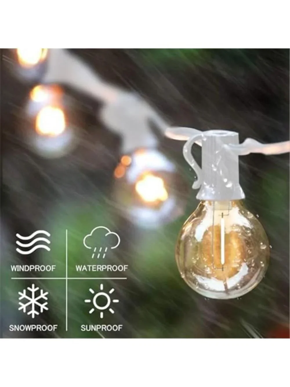 White Outdoor String Lights, 48FT White Patio Lights with 25 G40 Shatterproof